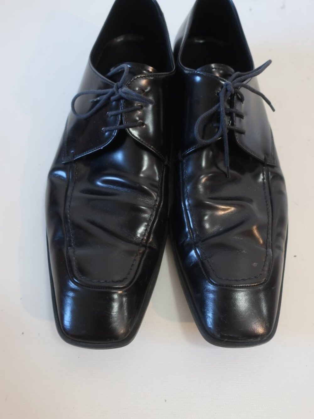 Mens Prada Black Leather Square Toe Oxford Lace Up Shoes 11 - Picture 9 of 16